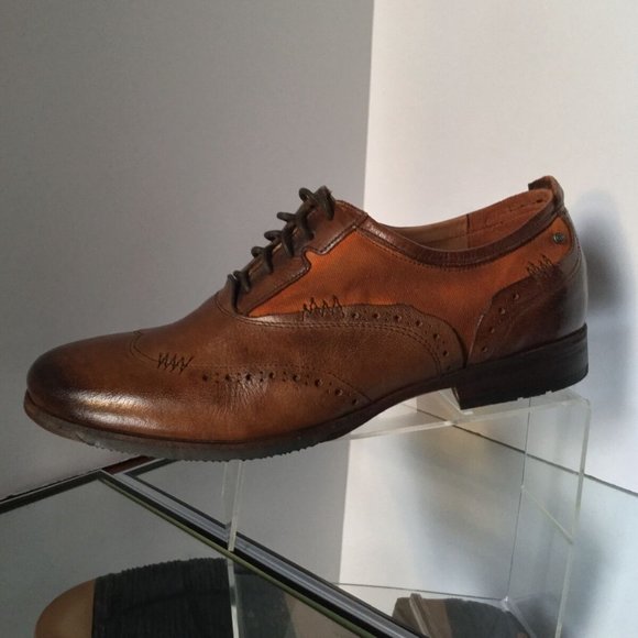 NEW ROCKPORT Parker Hill Brogue Dark Brown Leather/Canvas Shoes (Size 8.5 D)
